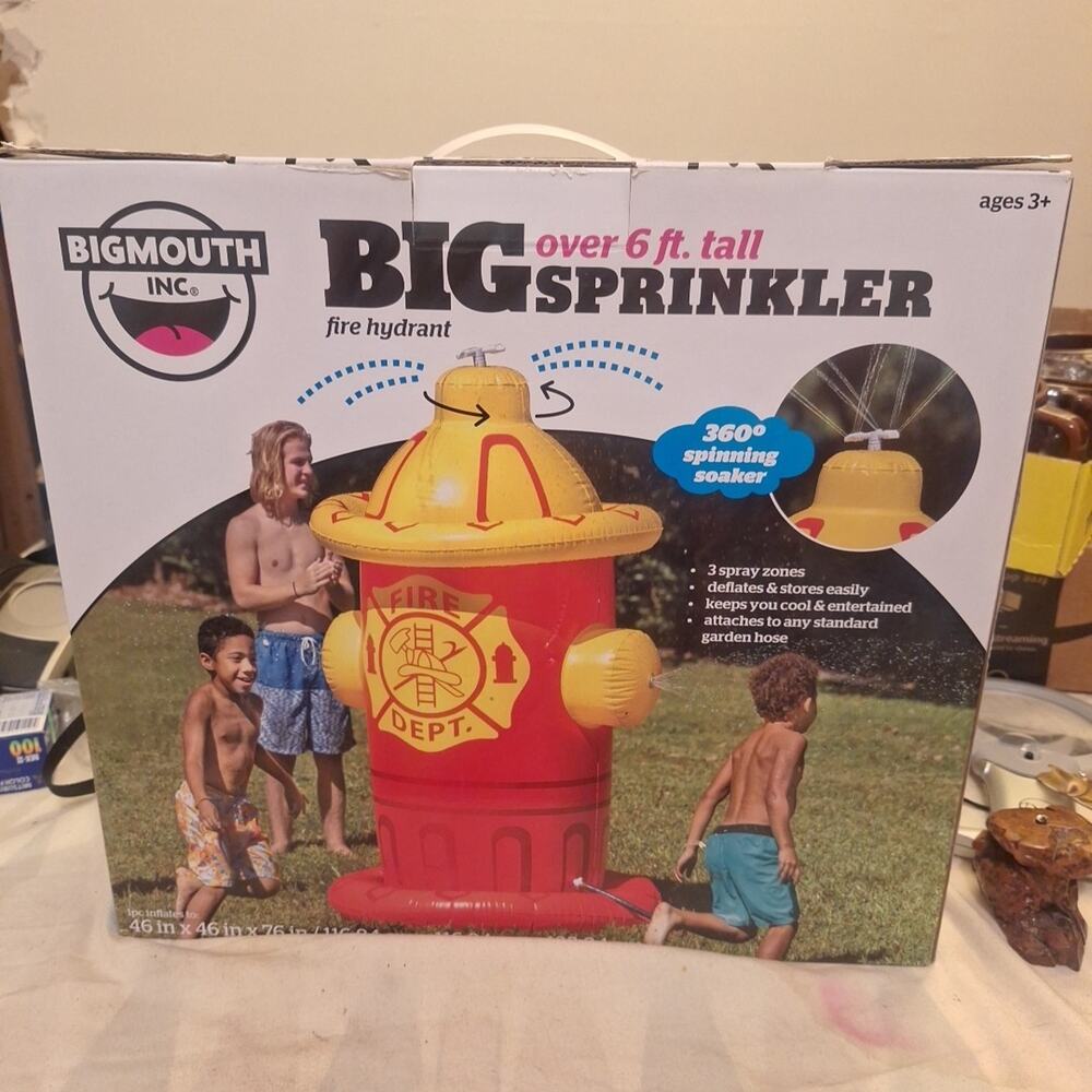 BigMouth Giant Inflatable Fire Hydrant Splash Zone Sprinkler, 76", Red, Yellow